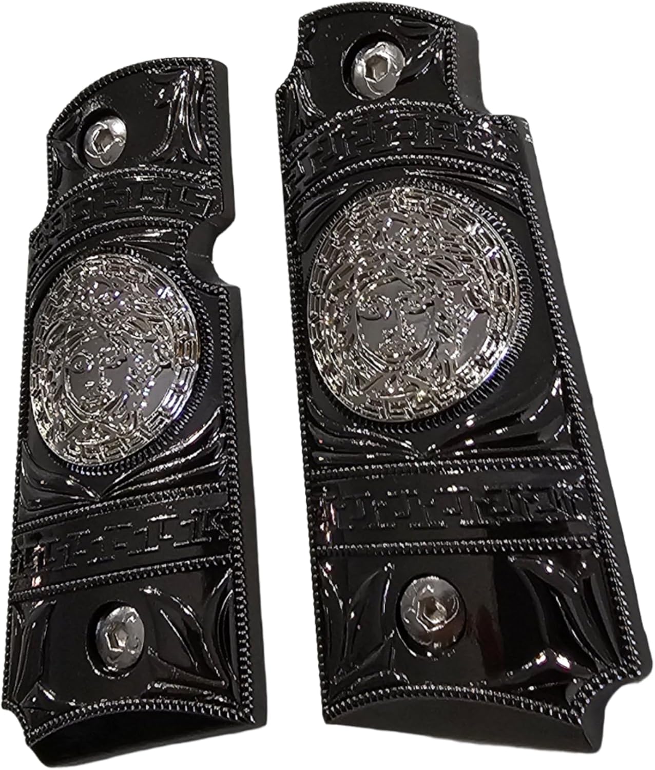 Kimber Micro Carry 380 ACP Metal Grips – Scroll Design with Ambi Cut Black Nickel