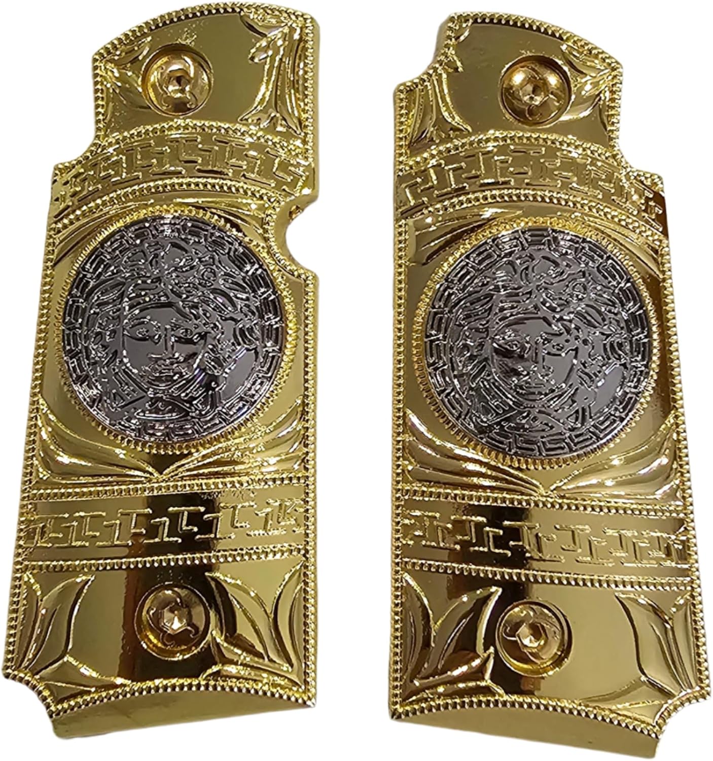 Kimber Micro Carry 380 ACP Metal Grips – Scroll Design with Ambi Cut Gold Nickel