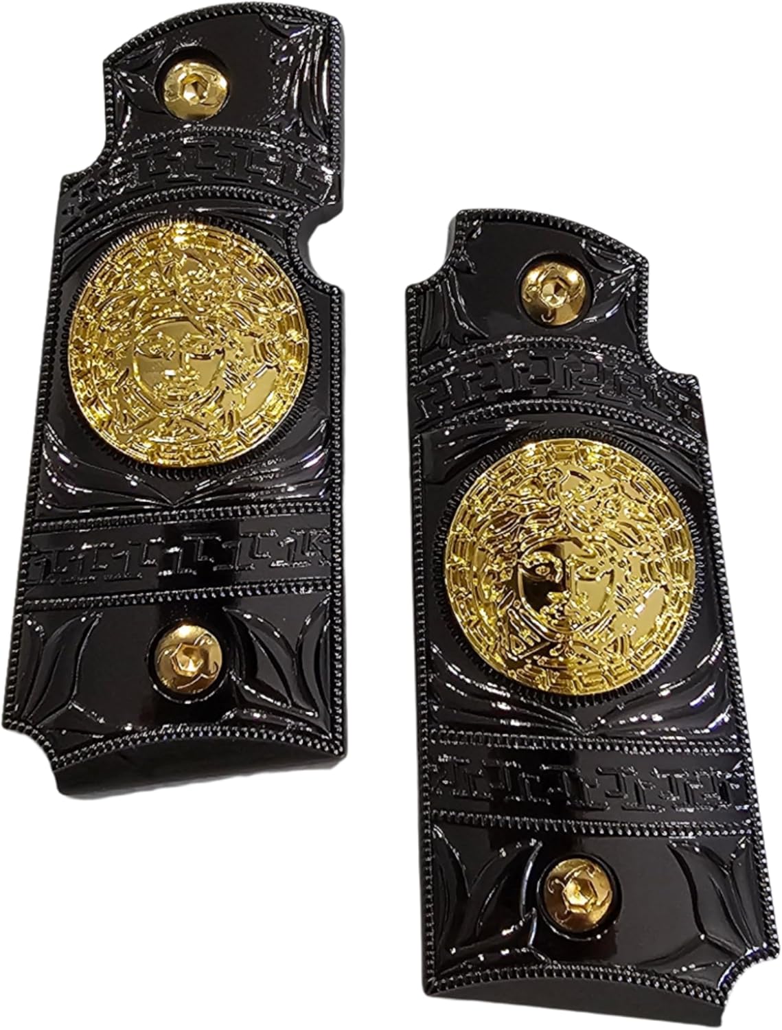 Kimber Micro Carry 380 ACP Metal Grips – Scroll Design with Ambi Cut Black Gold