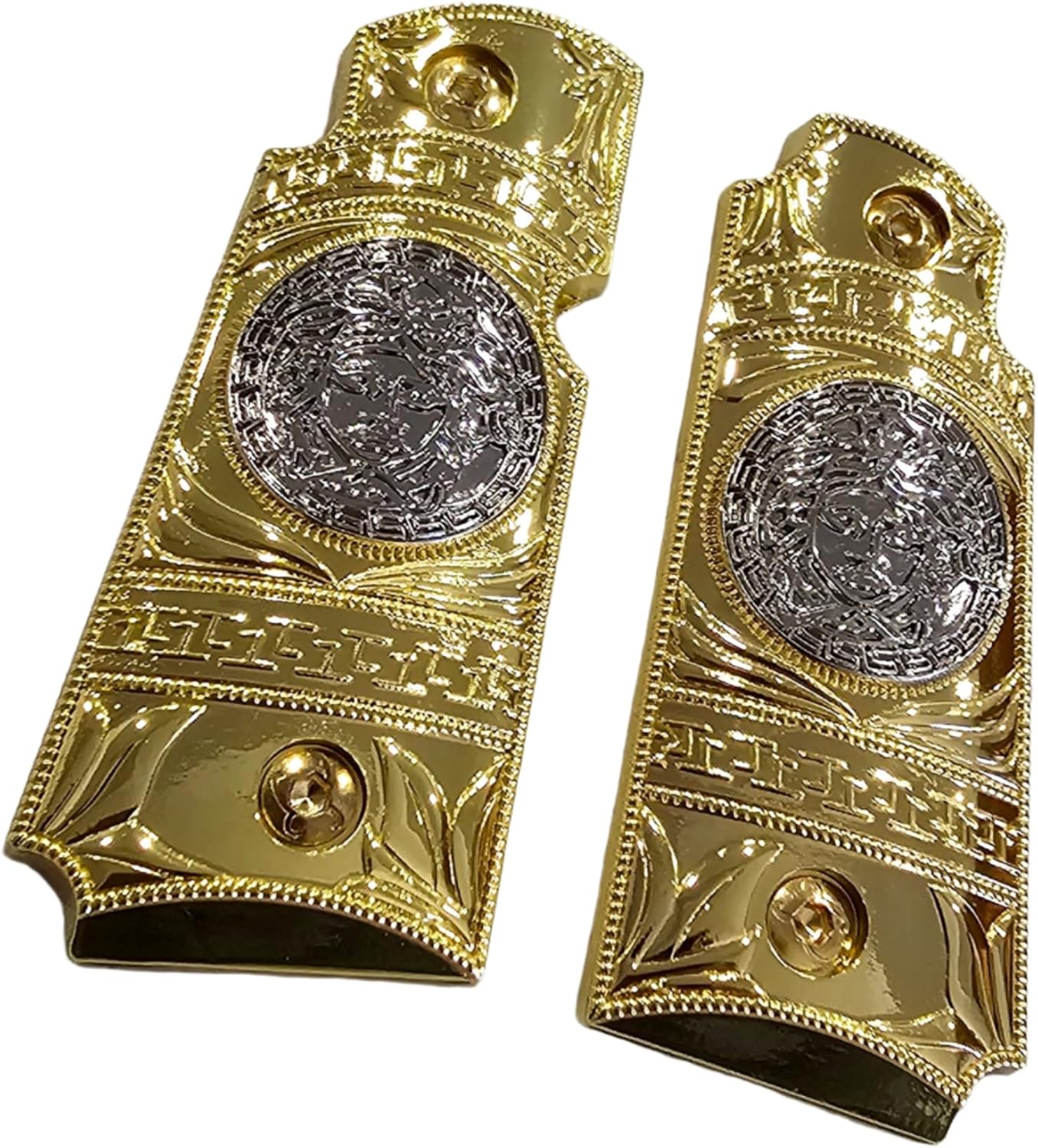 Kimber Micro Carry 380 ACP Metal Grips – Scroll Design with Ambi Cut Gold Nickel