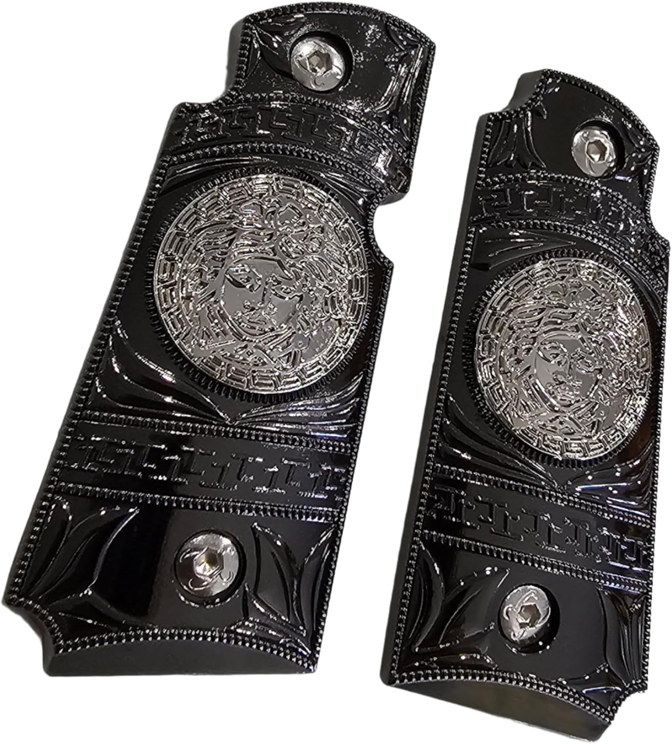 Kimber Micro Carry 380 ACP Metal Grips – Scroll Design with Ambi Cut Black Nickel