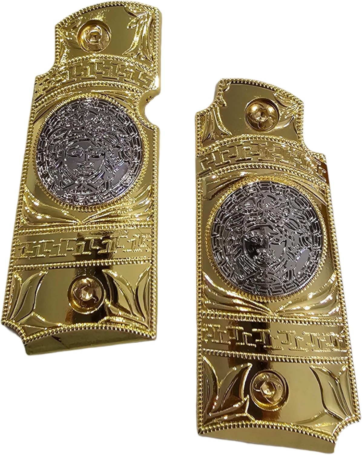 Kimber Micro Carry 380 ACP Metal Grips – Scroll Design with Ambi Cut Gold Nickel