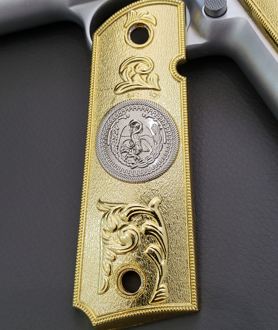 1911 COLT FULL SIZE GOVERNMENT Ambi Cut 2 TONES 24K NICKEL/GOLD #T-T282