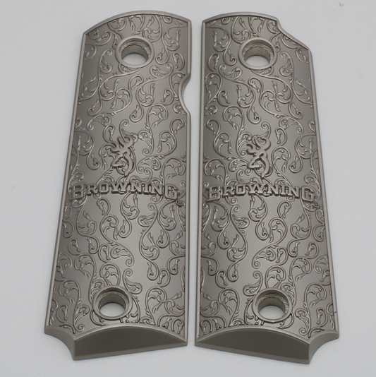 Browning 1911-22 / 1911-380 Metal Grips Brushed Nickel Plated