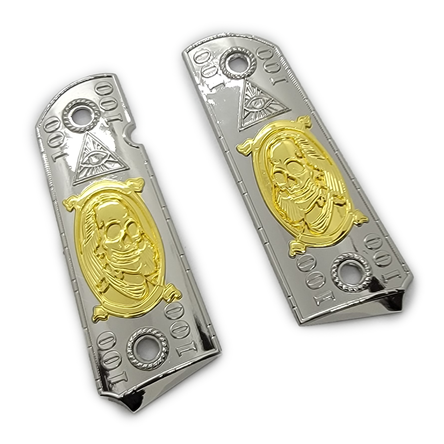 1911 Full Size Metal Grips Benjamin Franklin W Ambi Cut Gold