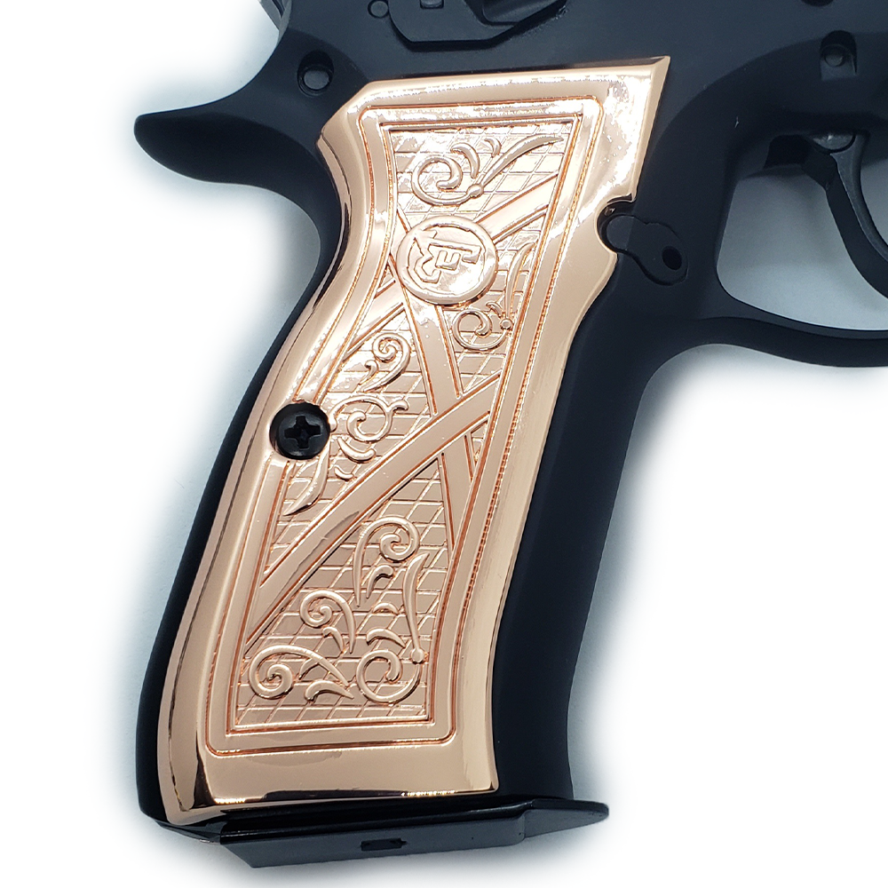 CZ 75-B CZ 85-B Full Size Rose Gold GRIPS CZ-75, CZ-85 Scroll Grips #T-T311