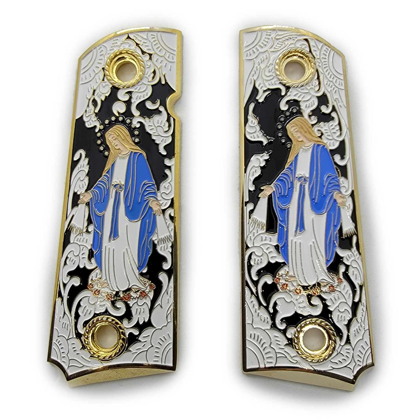 1911 Full Size Virgin Mary Gold Plated Grips W Soft Enamel