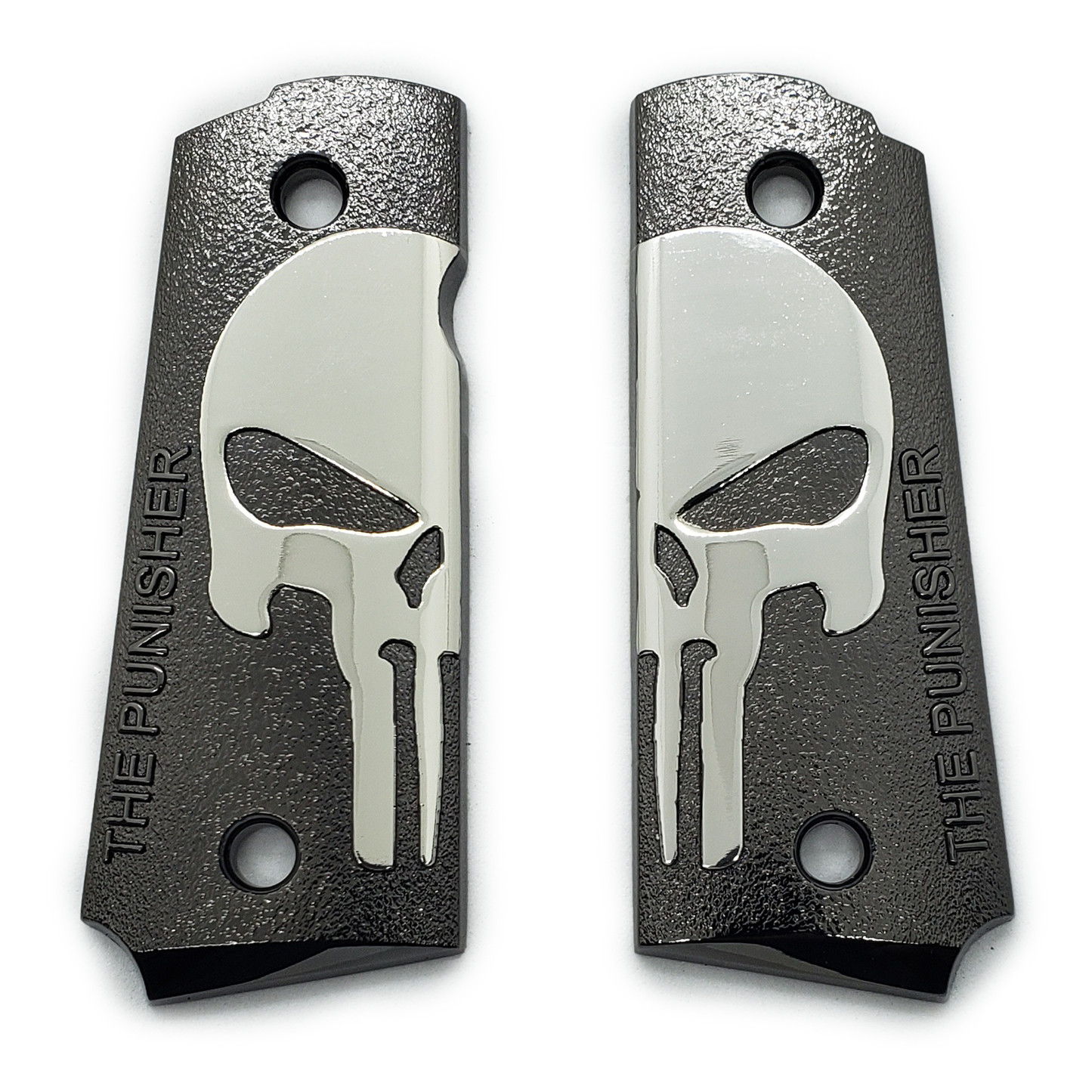 1911 COLT COMPACT OFFICER GRIPS SKULL NICKEL GOLD