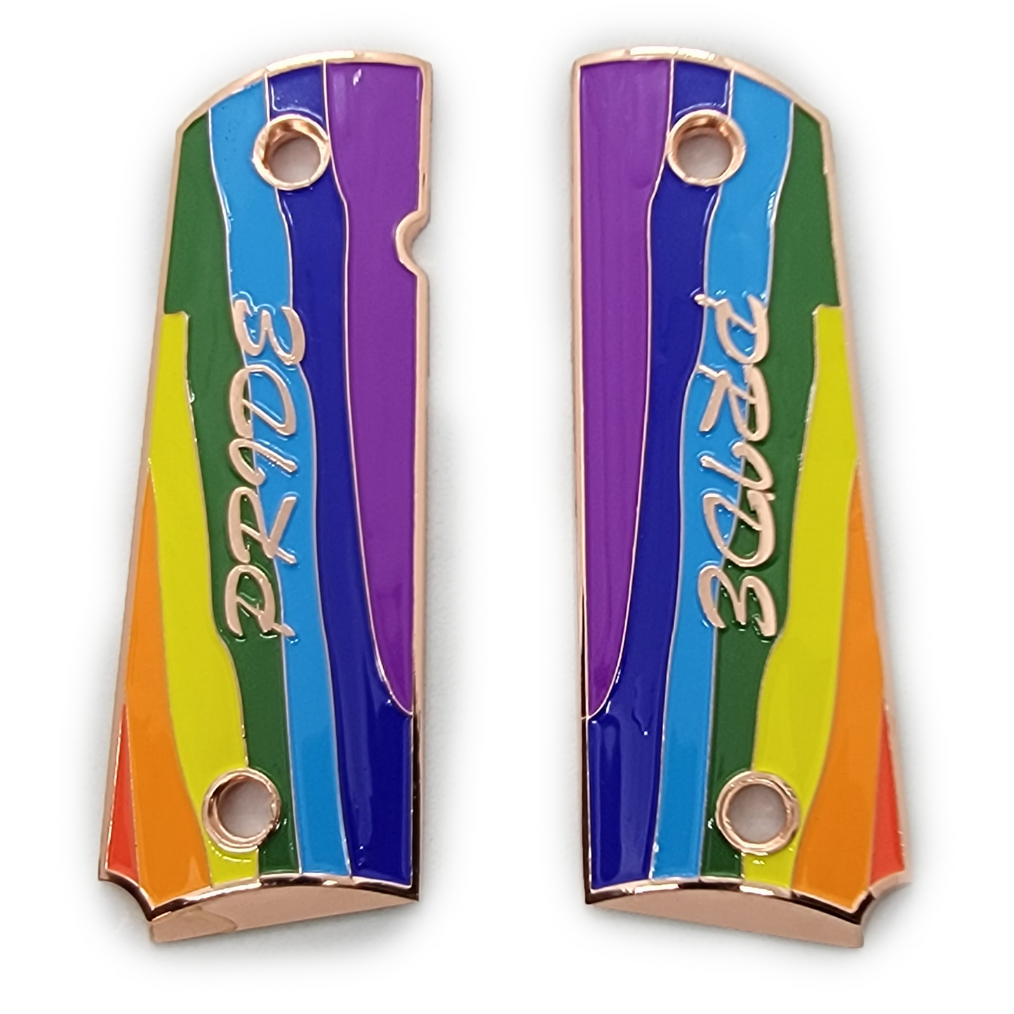 1911 FULL SIZE GRIPS Ambi Cut Rainbow W Soft Enamel