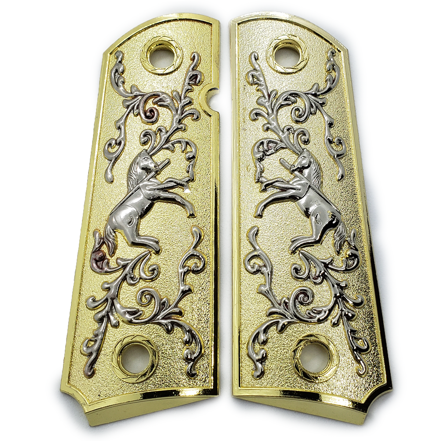1911 COLT RAMPANT FULL SIZE GRIPS W AMBI CUT Black Nickel #T-R1473