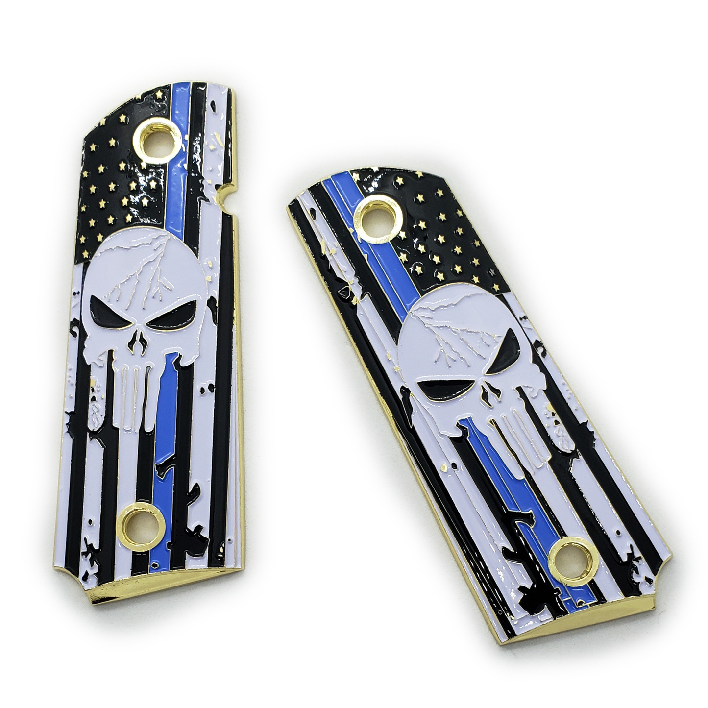 1911 FULL SIZE METAL GOVERNMENT Ambi Cut GOLD ENAMELED BLUE LINE