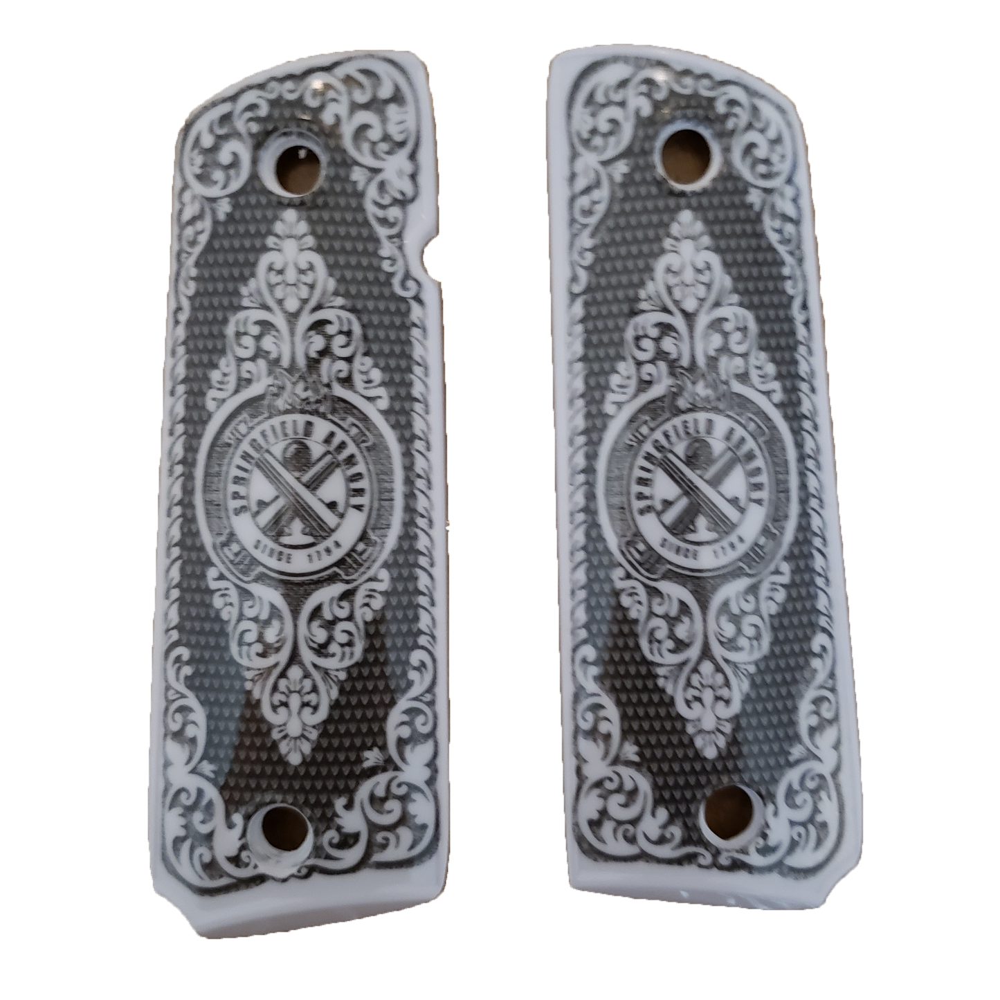 1911 Springfield Full Size ivory grips W Ambi Cut & Screws , T-T696