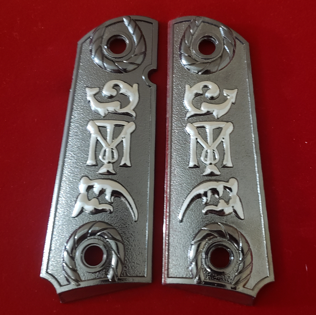 1911 TM FULL SIZE GRIPS W AMBI CUT Black-Silver #T-T1021