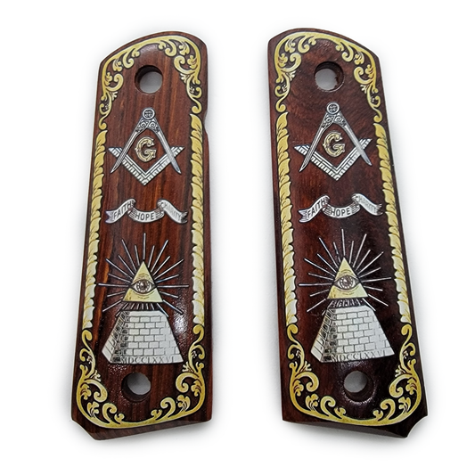 Exotic Selected Wood W Masonic Eye 1911 Full Size-Ambi Cut