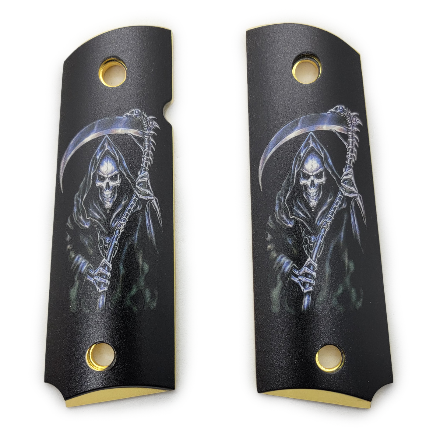 1911 FULL SIZE Art Metal Grips Grim Reaper Gold #T-GR121