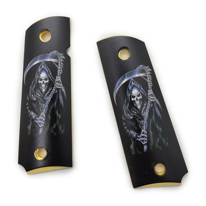 1911 FULL SIZE Art Metal Grips Grim Reaper Gold #T-GR121