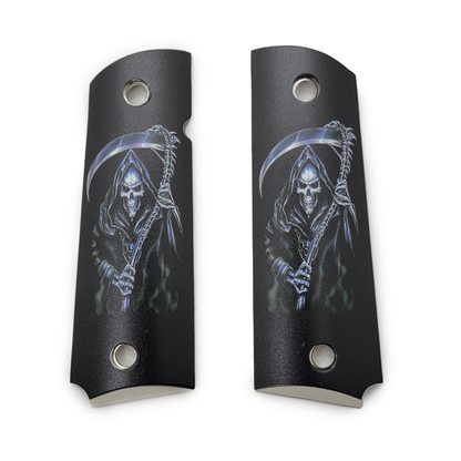 1911 FULL SIZE Art Metal Grips Grim Reaper Gold #T-GR121