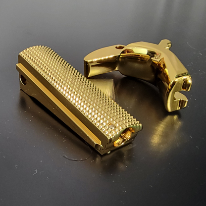 Free Screws Included 1911 grip safety 1911 Mainspring housing Kit full size .25 Radius Polished Real 24K Gold
