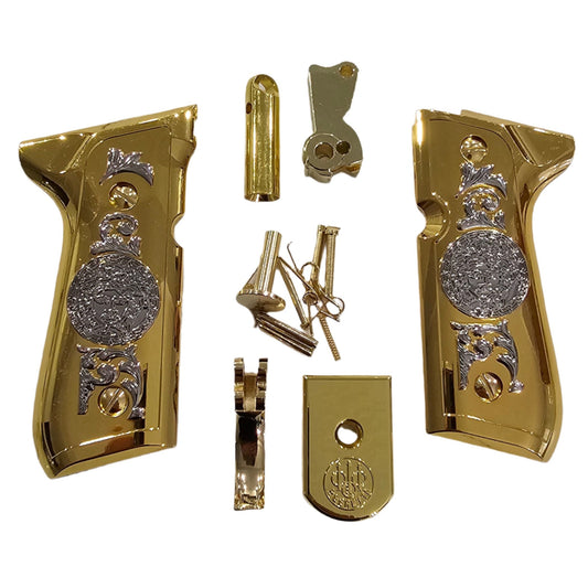 Combo Beretta 92F Metal Grips and Parts Beretta 92F, 92FS, M9, 96 Models 24K Gold