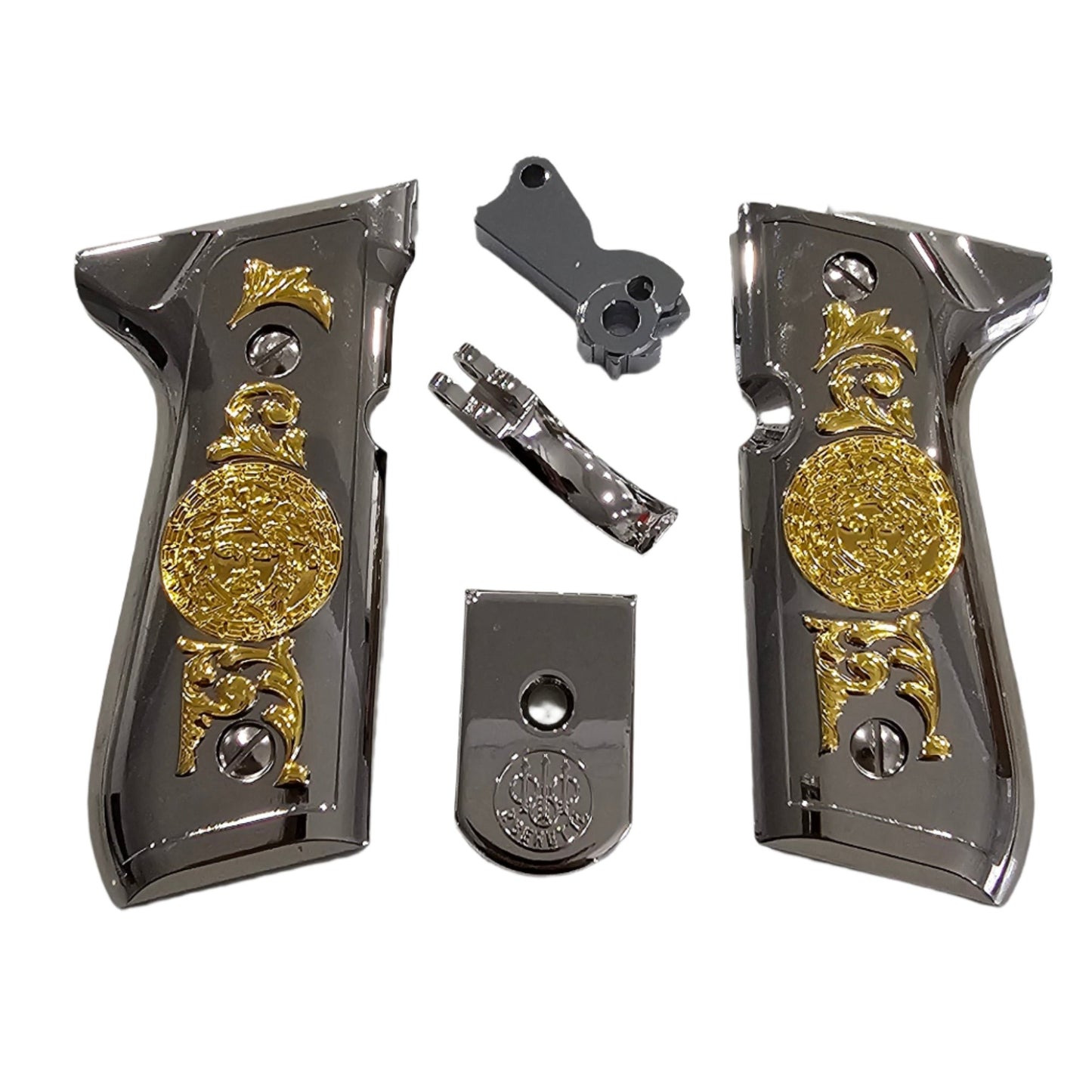 Combo Beretta 92F Metal Grips and Parts Beretta 92F, 92FS, M9, 96 Models Nickel
