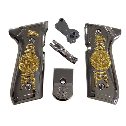 Combo Beretta 92F Metal Grips and Parts Beretta 92F, 92FS, M9, 96 Models Nickel