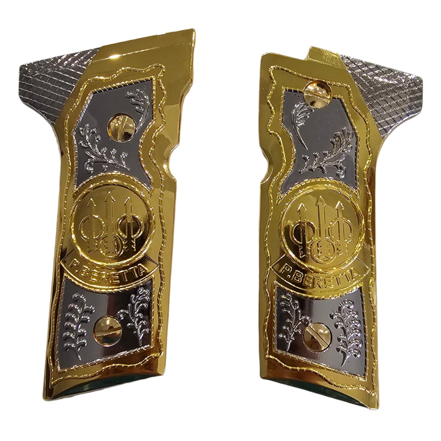 Beretta 92X, M9A3, M9A4 Grips Beretta Metal Grips Gold Plated Grips + Screws