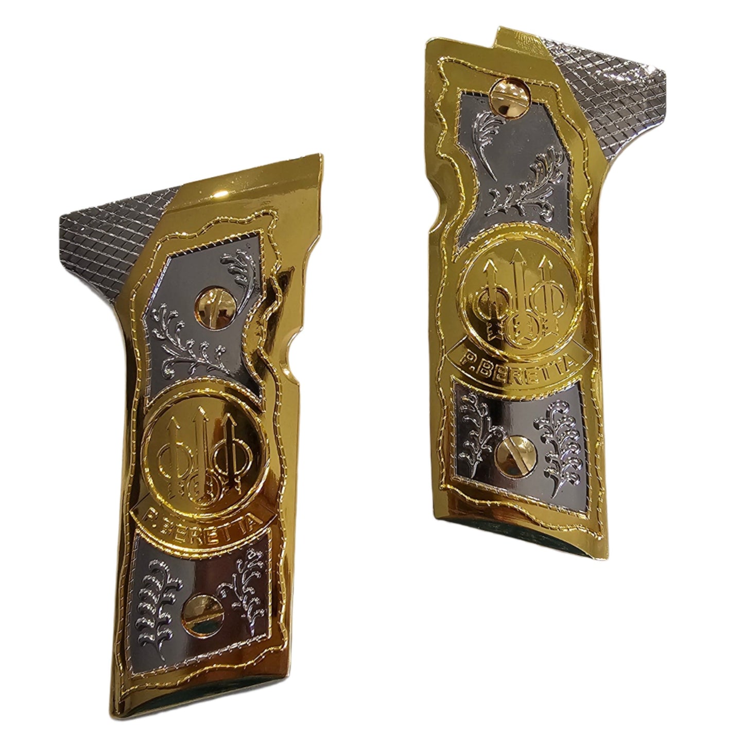 Beretta 92X, M9A3, M9A4 Grips Beretta Metal Grips Gold Plated Grips + Screws
