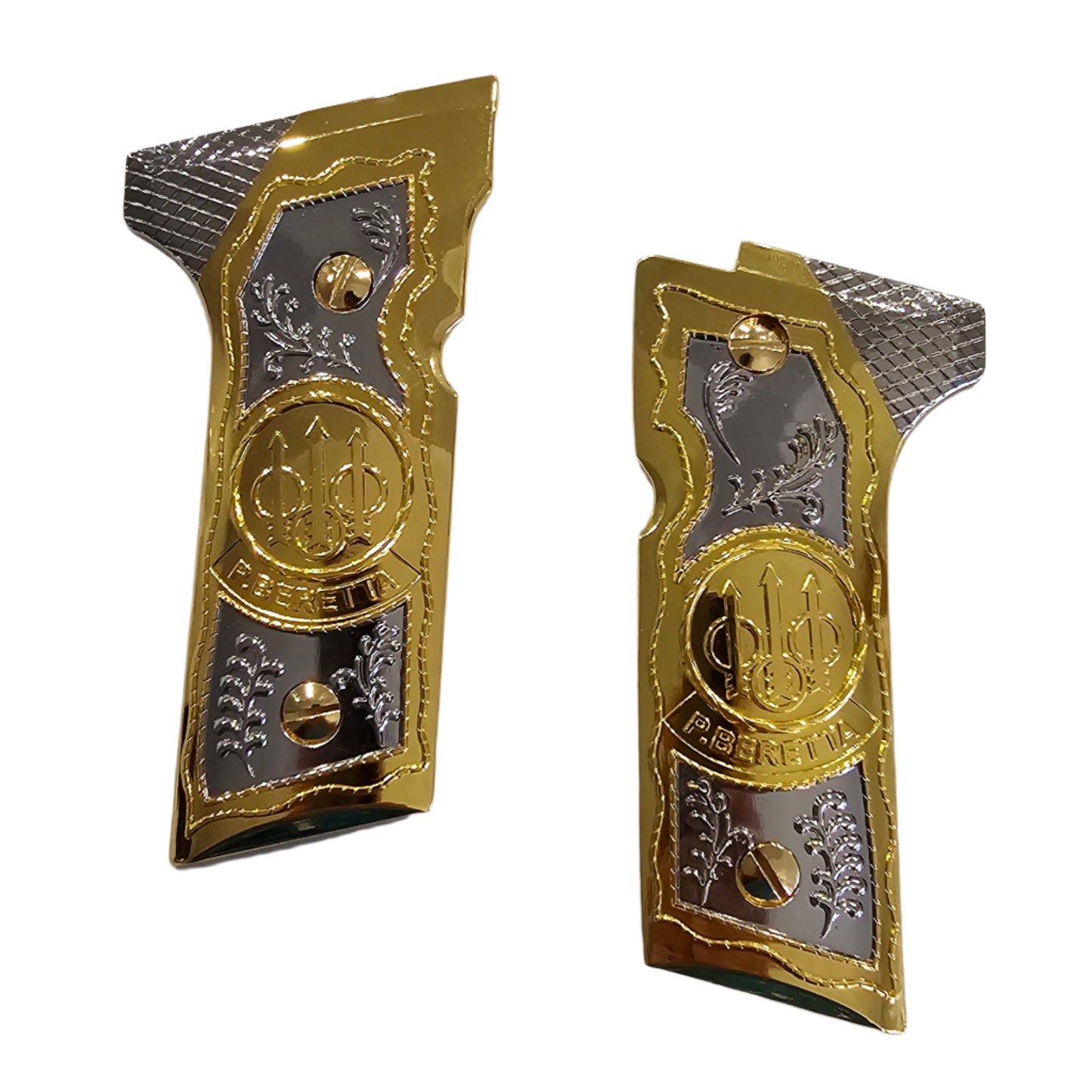 Beretta 92X, M9A3, M9A4 Grips Beretta Metal Grips Gold Plated Grips + Screws