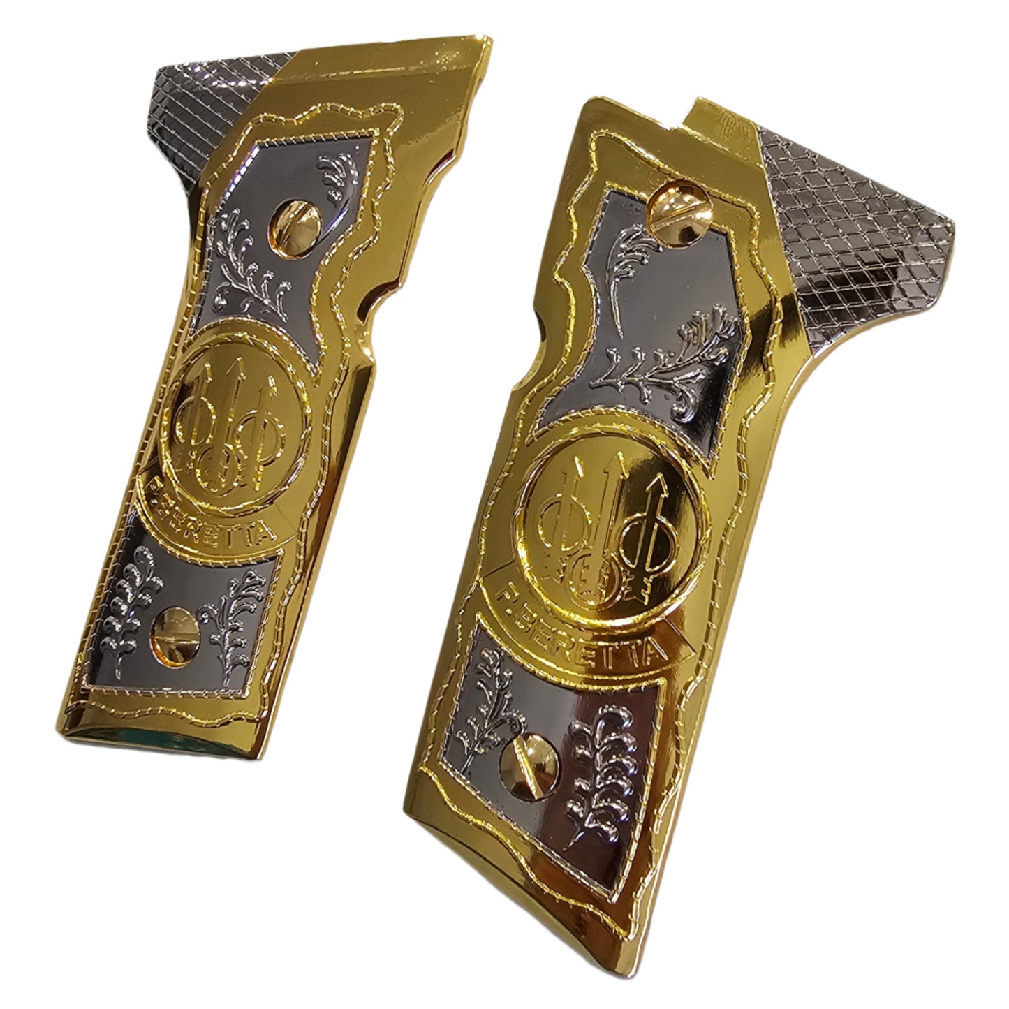Beretta 92X, M9A3, M9A4 Grips Beretta Metal Grips Gold Plated Grips + Screws