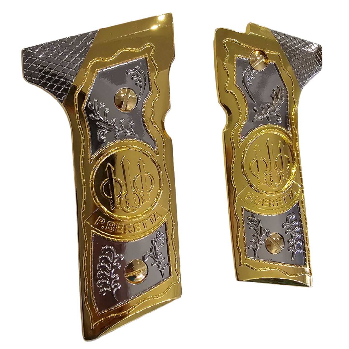 Beretta 92X, M9A3, M9A4 Grips Beretta Metal Grips Gold Plated Grips + Screws