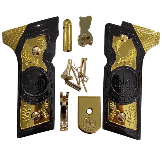 Combo Beretta 92X Metal Grips and Parts Beretta M9A3, M9A4 Models Black Gold