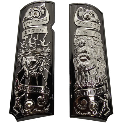 1911 Full Size Metal Grips – Jesus & Crown of Thorns Design – Ambi Cut + Screws