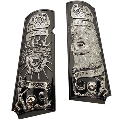 1911 Full Size Metal Grips – Jesus & Crown of Thorns Design – Ambi Cut + Screws