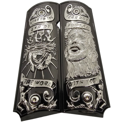 1911 Full Size Metal Grips – Jesus & Crown of Thorns Design – Ambi Cut + Screws