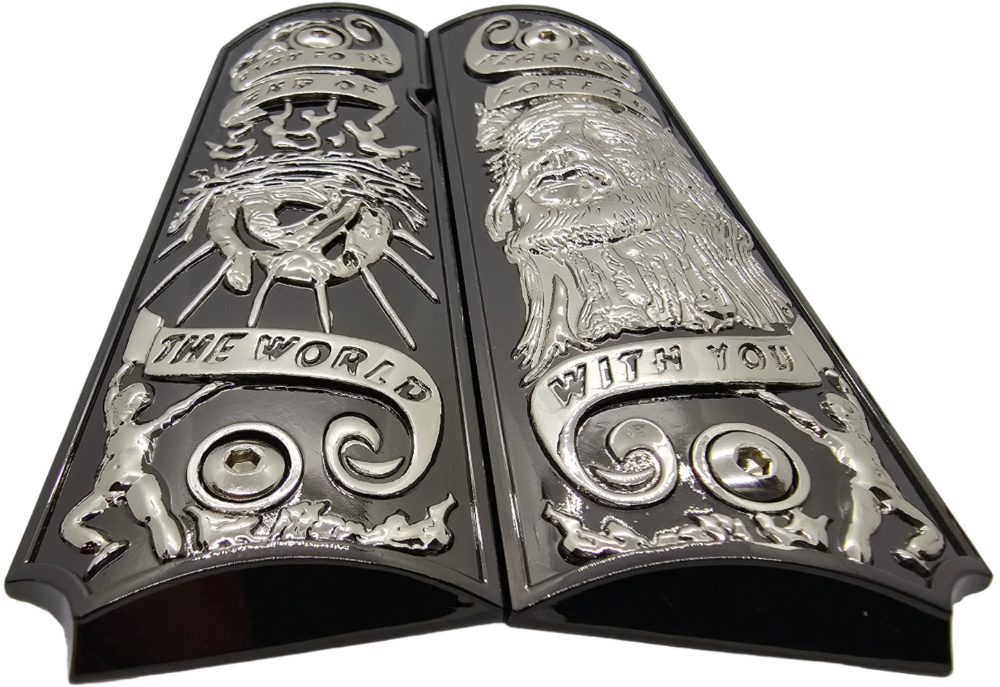 1911 Full Size Metal Grips – Jesus & Crown of Thorns Design – Ambi Cut + Screws