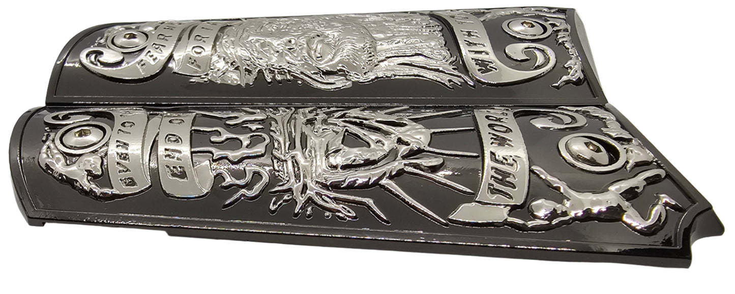 1911 Full Size Metal Grips – Jesus & Crown of Thorns Design – Ambi Cut + Screws