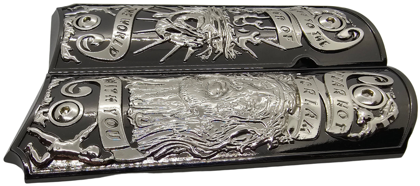 1911 Full Size Metal Grips – Jesus & Crown of Thorns Design – Ambi Cut + Screws