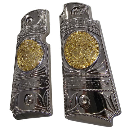 Kimber Micro Carry 380 ACP Metal Grips – Scroll Design with Ambi Cut (Includes 4 Matching Screws)