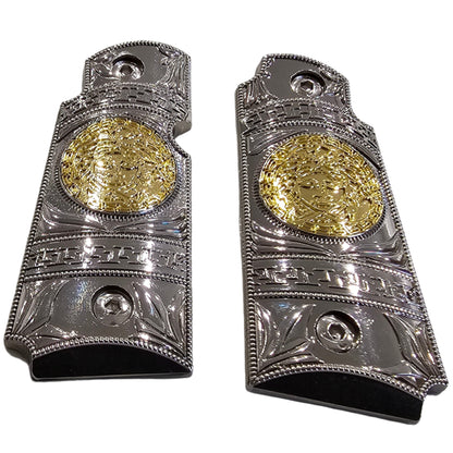 Kimber Micro Carry 380 ACP Metal Grips – Scroll Design with Ambi Cut (Includes 4 Matching Screws)