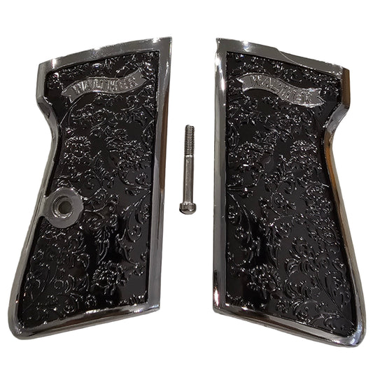 Walther PPK / PPK-S Scroll Engraved Grips with Polished Finish & Screw 4 Colors