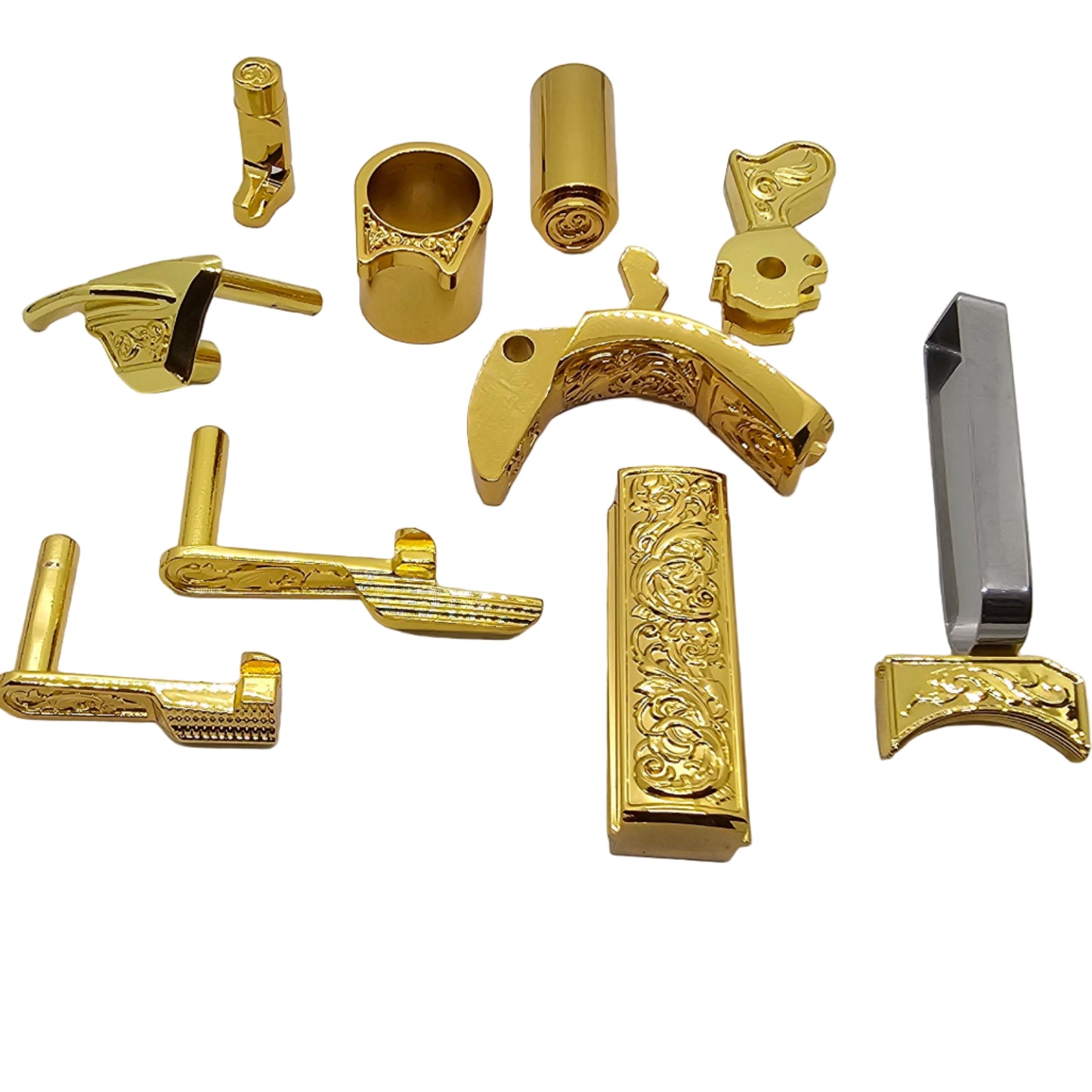 Custom Gold-Plated 1911 Full Size Parts Kit – 10pc Engraved Steel Replacement 🔥 Save $100 for a Limited Time! 🔥