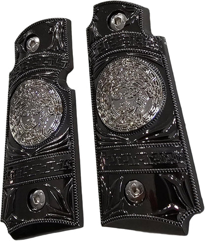 Kimber Micro Carry 380 ACP Metal Grips – Scroll Design with Ambi Cut Black Nickel