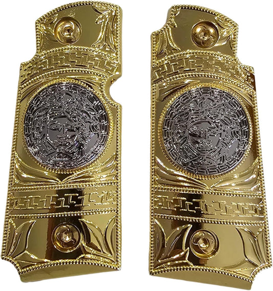 Kimber Micro Carry 380 ACP Metal Grips – Scroll Design with Ambi Cut Gold Nickel
