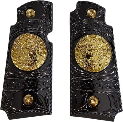 Kimber Micro Carry 380 ACP Metal Grips – Scroll Design with Ambi Cut Black Gold