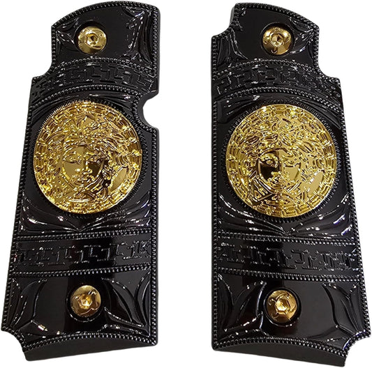 Kimber Micro Carry 380 ACP Metal Grips – Scroll Design with Ambi Cut Black Gold