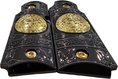 Kimber Micro Carry 380 ACP Metal Grips – Scroll Design with Ambi Cut Black Gold