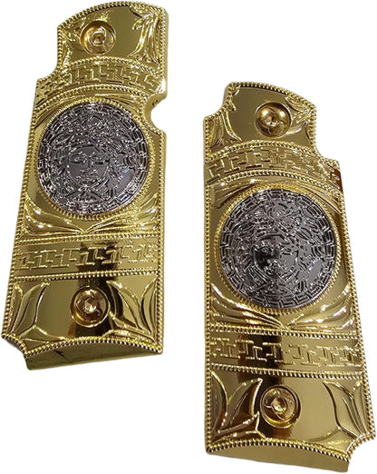Kimber Micro Carry 380 ACP Metal Grips – Scroll Design with Ambi Cut Gold Nickel