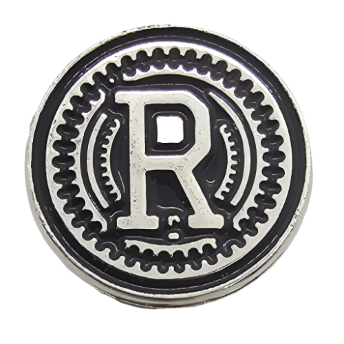2 x Letters R GRIP MEDALLIONS Real Silver Plated 13 MM