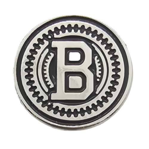 2 x Letter B GRIP MEDALLIONS Real Silver Plated 13 MM