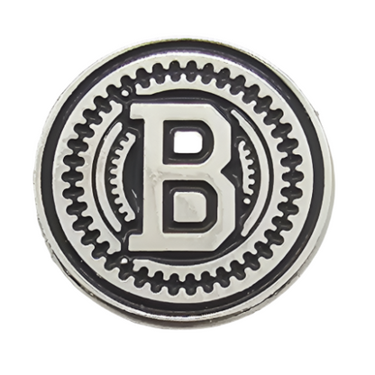 2 x Letter B GRIP MEDALLIONS Real Silver Plated 13 MM